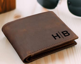 Personalized Leather RFID Wallet, Engraved Genuine Leather Custom Wallet, Anniversary Gift For Him, Husband, Boyfriend, Men, Father, Dad