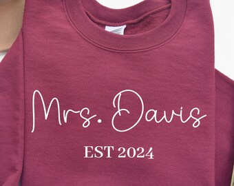 Custom Mrs Sweatshirt, Mrs Last Name Sweatshirt, Bride Personalized Sweatshirt, Custom Sweatshirt, Mrs Custom, Future Mrs, Bride Sweatshirt