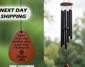 Personalized Pet Memorial Wind Chime, Engraved Cat Dog Loss Sympathy Gift In Memory, Lose of Pet Memorial Wind Chime, Remembrance Gift