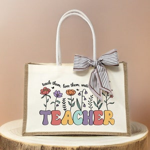 Personalization Teacher Name Tote Bag, Teacher Appreciation Gift, Elementary Teacher Tote Bag, Teachers Gift, Gift For Teacher