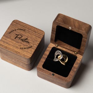 Custom wooden Ring Box for Wedding Ceremony, Ringer bearer box, Engagement ring box, Double Wooden ring box, Square ring box for wedding