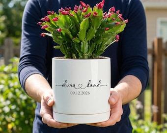 Personalized Gift Ceramic Planter,  Wedding & Anniversary Gift,  Unique Gift for Couple, Housewarming Gift for Her, Engagement Gift