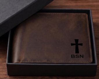 Personalized Leather Wallet Engraving Birthday Gift for Him Custom Photo Wallet Gift For Dad, Husband, Boyfriend Your Text Or Logo Xmas Gift