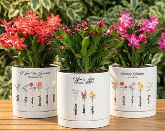 Grandmas Garden Gift for Grandma, Christmas Gift for Grandama, Personalized Flower Pot, Birth Flower Mom Gifts from Daughter