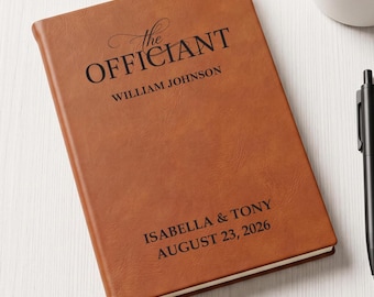 Custom Engraved Leatherette Journal for Officiant, Personalized Wedding Gift