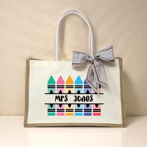 Personalization Teacher Name Tote Bag, Teacher Appreciation Gift, Elementary Teacher Tote Bag, Teachers Gift, Gift For Teacher