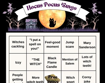Hocus Pocus Movie Watch Bingo: Gioco per la festa di Halloween (PDF)