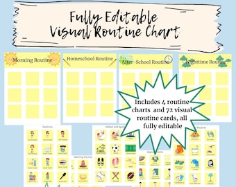 Tabella di routine visiva modificabile per bambini: 72 schede illustrate (download digitale)