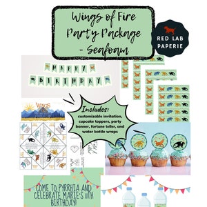 PRINTABLE Dragon Seafoam Party Package | Wings of Fire | Customizable | Digital