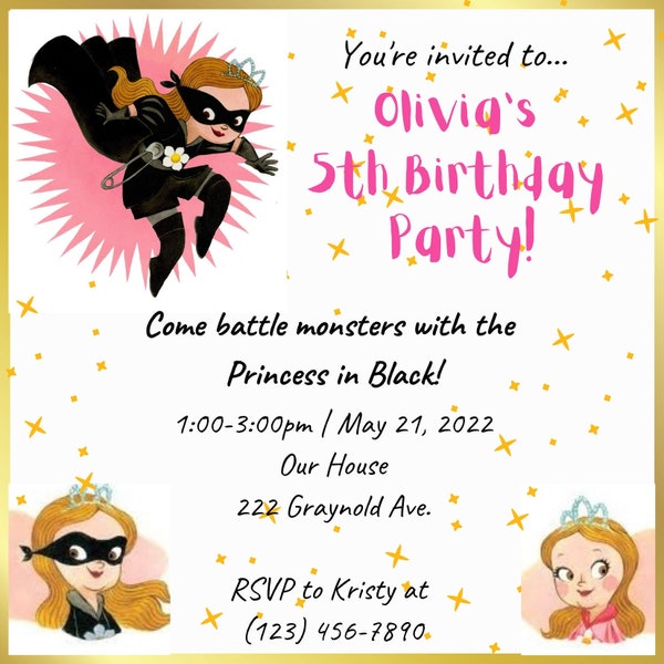 Printable Princess in Black Birthday Party Invite | Princess in Black Book Series | Birthday Party | Customizable | Digital File