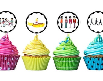 Printable Colorful Beatles Cupcake Toppers | Beatles Party | Immediate Download