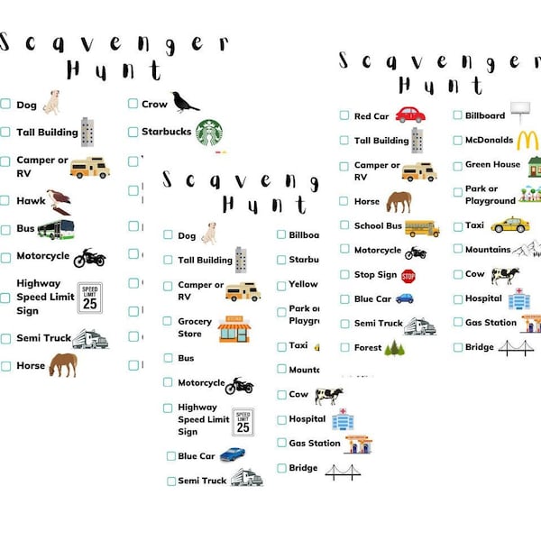 PRINTABLE Scavenger Hunt | Roadtrip Games