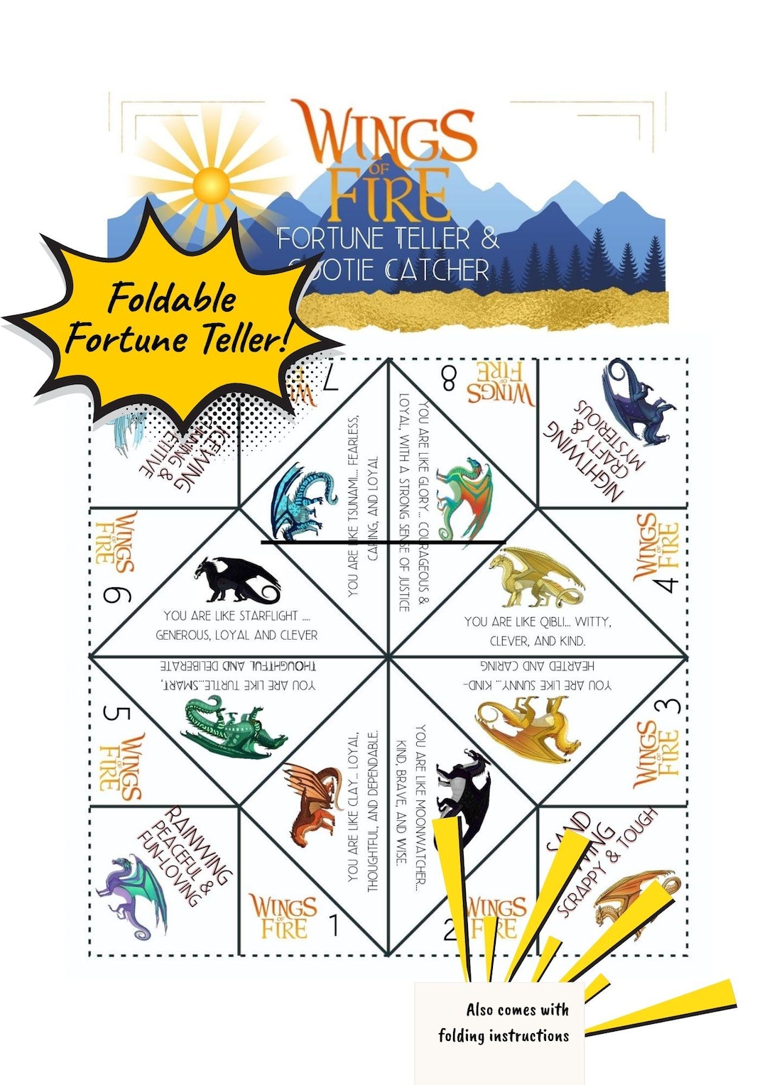 Wings of Fire Fortune Teller | Printable Dragon Cootie Catcher