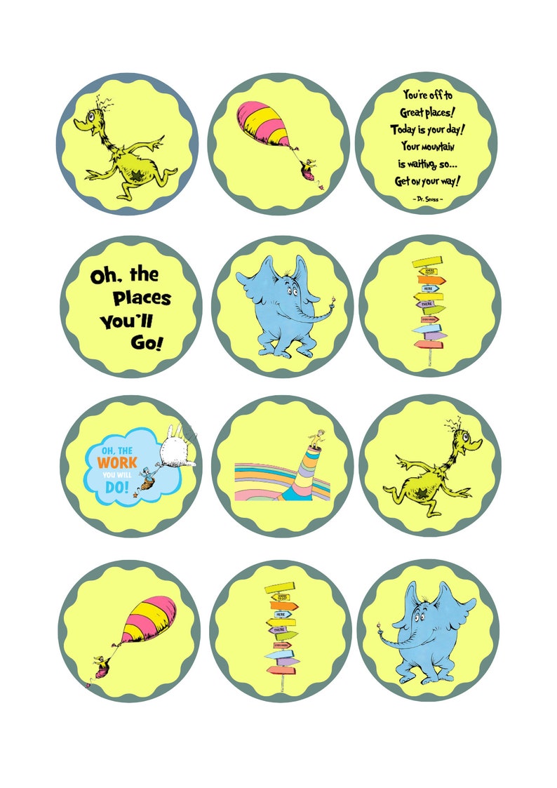 Printable Oh the Places You'll Go Cupcake Toppers Graduation party Digital image 5