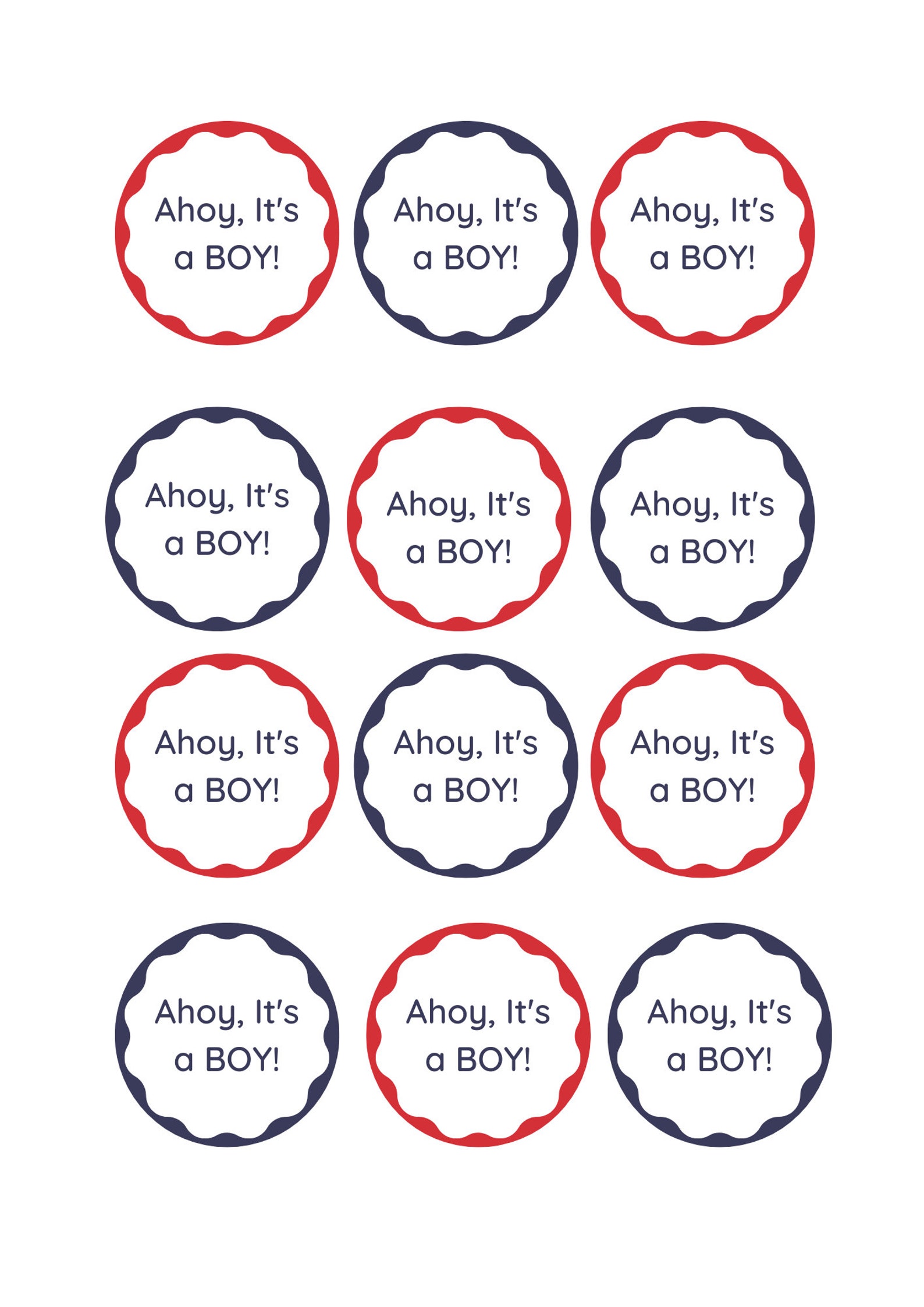 PRINTABLE Ahoy, It's a Boy Nautical Cupcake Toppers - Etsy