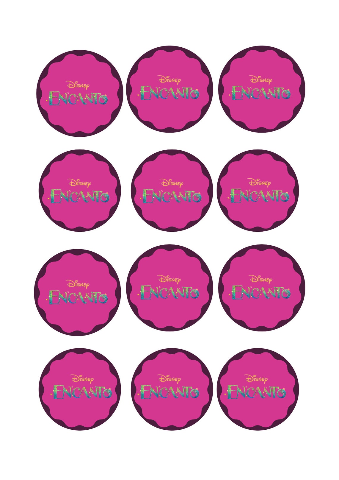 PRINTABLE Pink Encanto Cupcake Toppers Encanto Party Digital Etsy