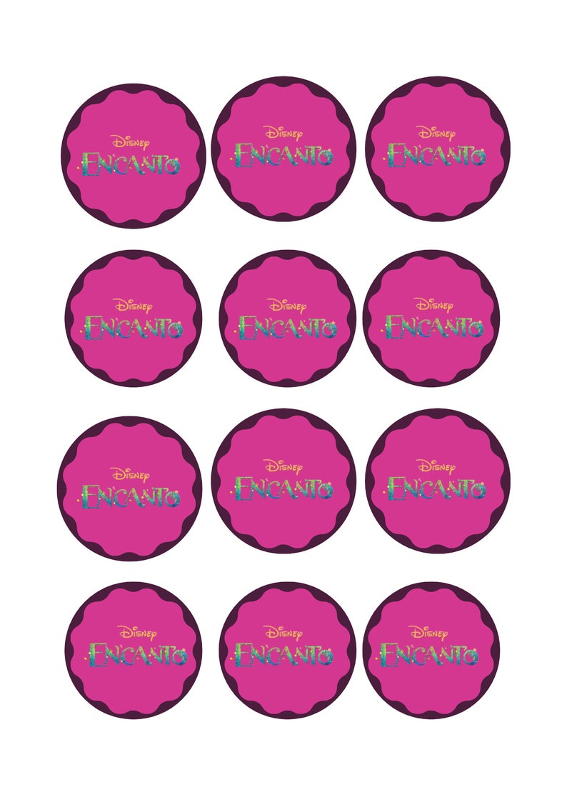 PRINTABLE Pink Encanto Cupcake Toppers Encanto Party Digital Etsy