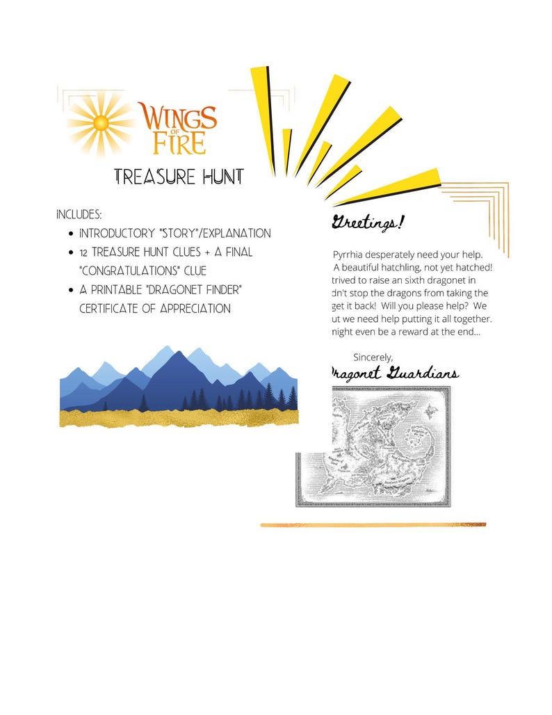 PRINTABLE Dragon Treasure Hunt | Wings of Fire Party | Digital image 3