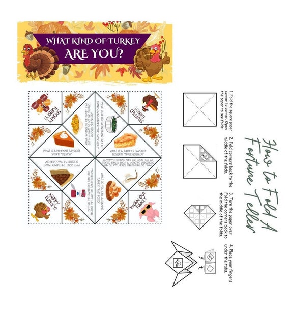 PRINTABLE Thanksgiving Fortune Teller and Cootie Catcher Etsy