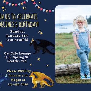 PRINTABLE Dragon Photo Invitation | Wings of Fire | Customizable | Editable | Digital