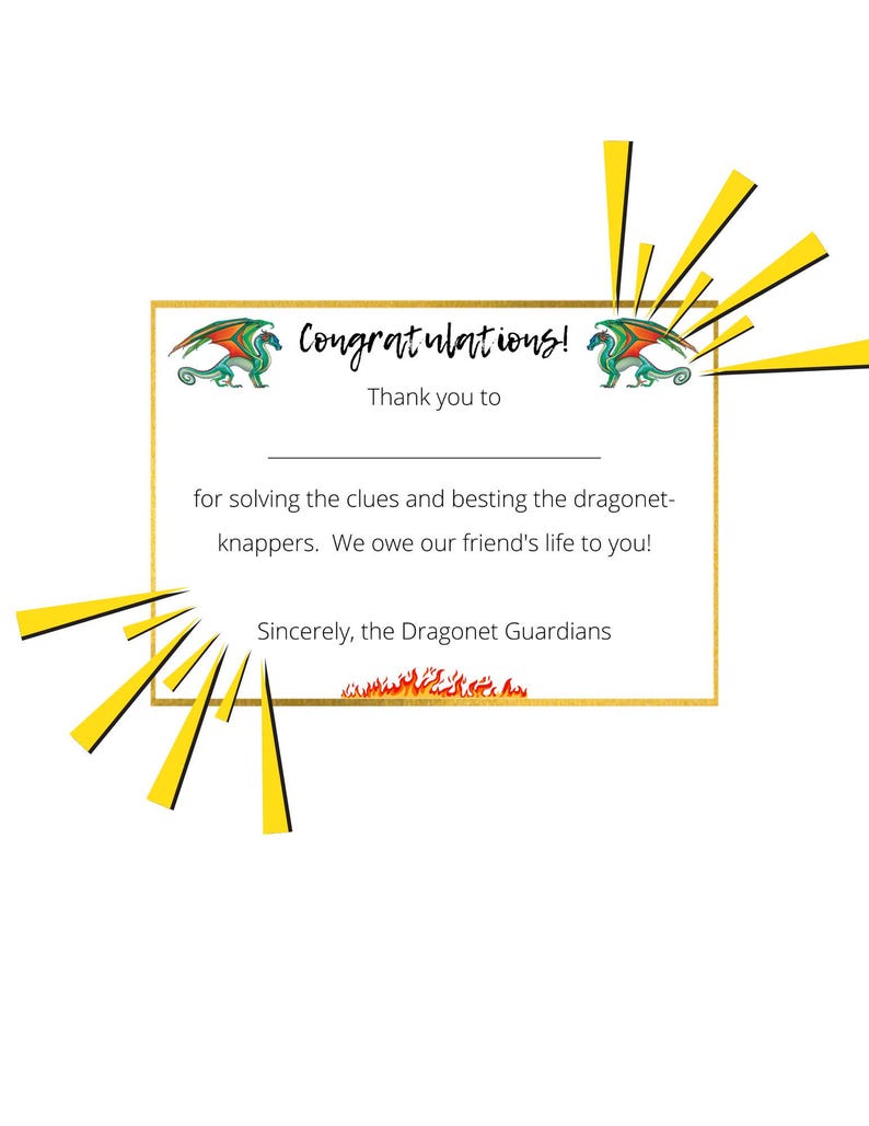 PRINTABLE Dragon Treasure Hunt | Wings of Fire Party | Digital image 4