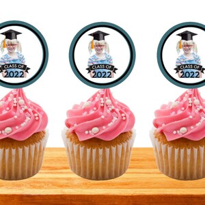 PRINTABLE Graduation Photo Cupcake Toppers | Customizable | Digital