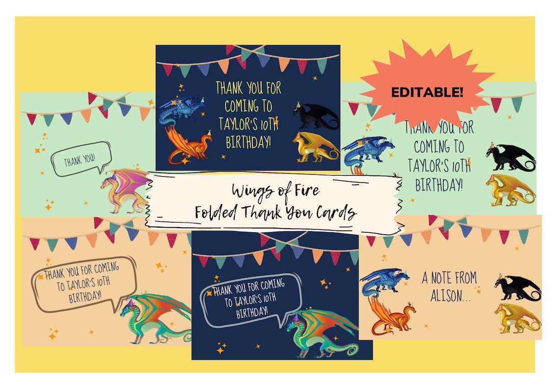 Printable Dragon Folded Notecards | Thank You Cards | Wings of Fire ...