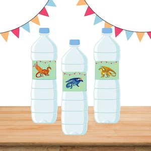 PRINTABLE Dragon Water Bottle Wraps | Wings of Fire | Birthday Party | Seafoam | Digital