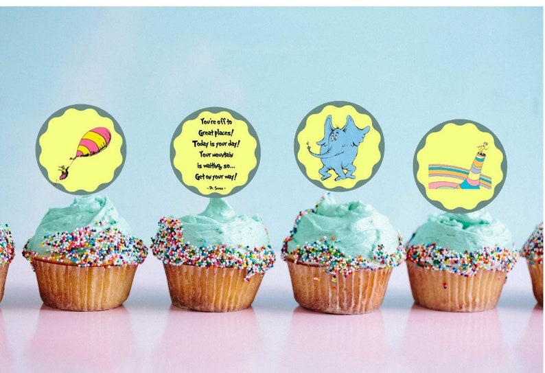 Printable Oh the Places You'll Go Cupcake Toppers Graduation party Digital image 1