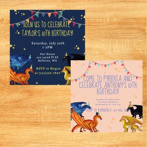 CUSTOMIZABLE Dragon Birthday Invitation | Wings of Fire Party | Editable | Printable | Digital