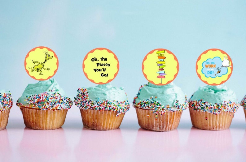 Printable Oh the Places You'll Go Cupcake Toppers Graduation party Digital image 2