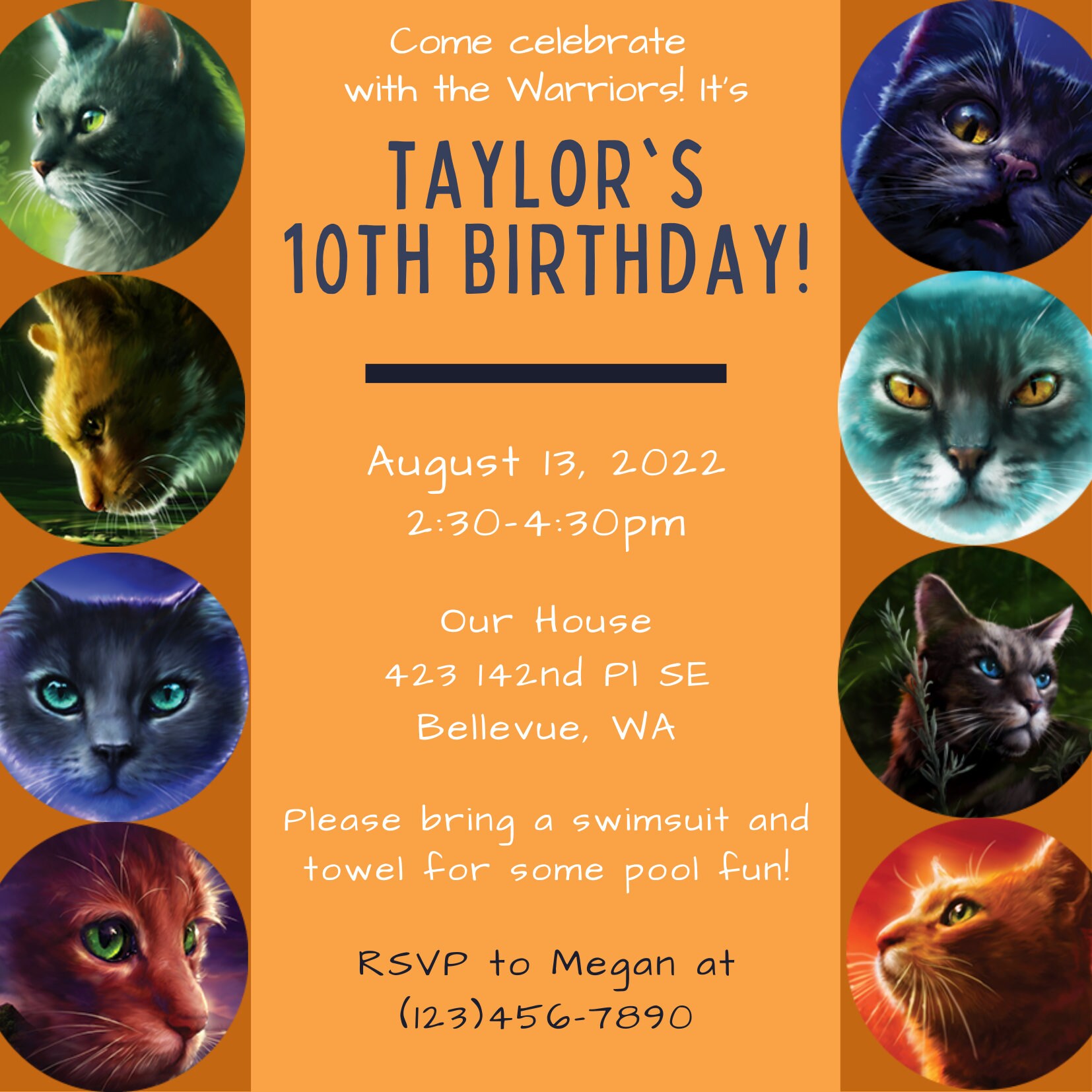 Printable Editable Warrior Cat Birthday Invitation Warriors - Etsy