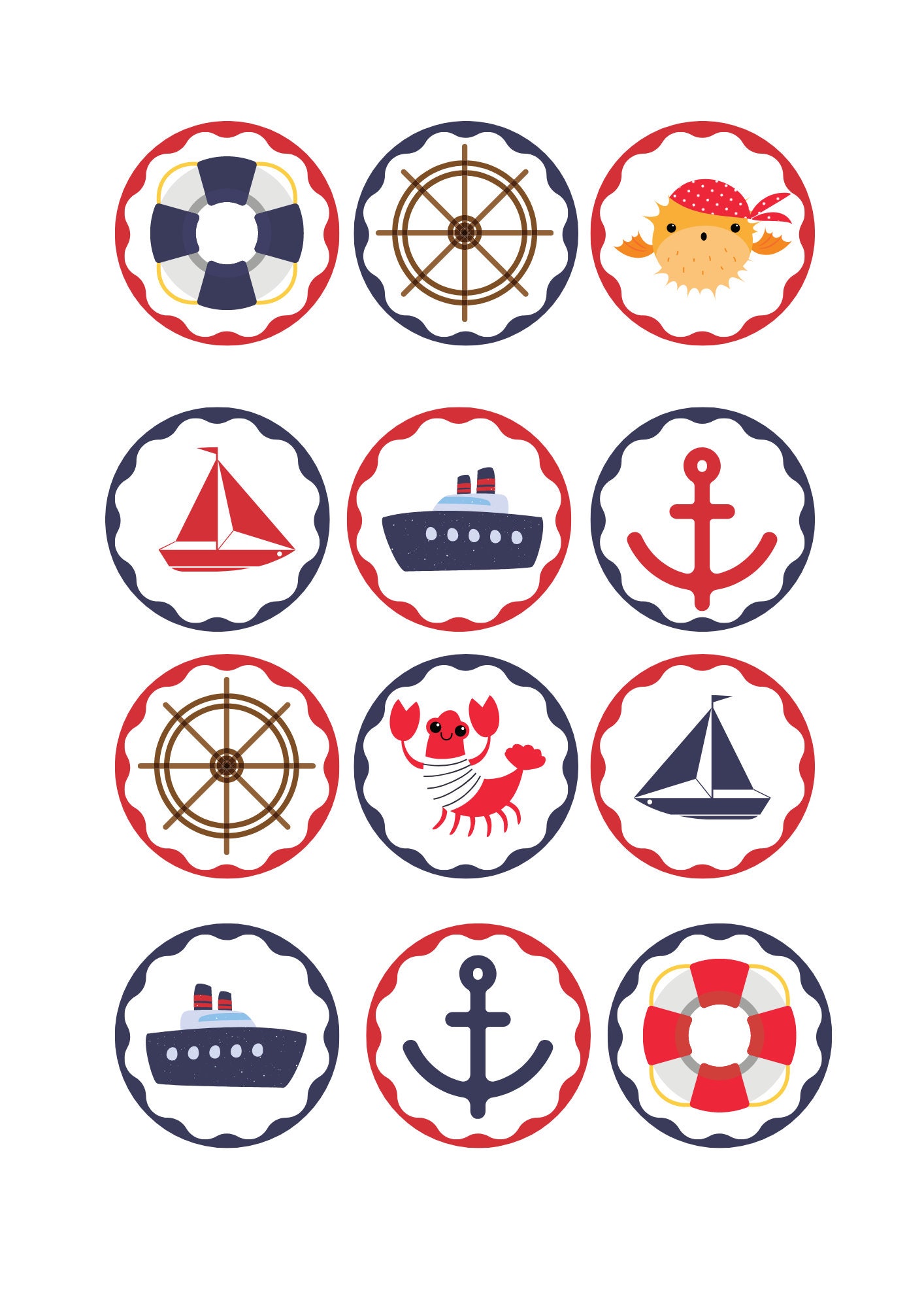 PRINTABLE Ahoy, It's a Boy! Nautical Cupcake Toppers - Etsy