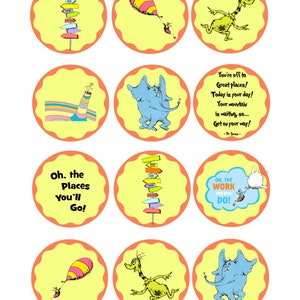 Printable Oh the Places You'll Go Cupcake Toppers Graduation party Digital image 4