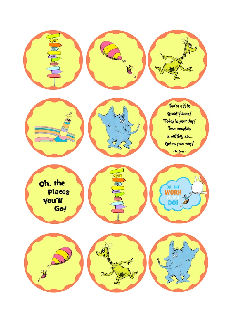 Printable Oh the Places You'll Go Cupcake Toppers Graduation party Digital image 4