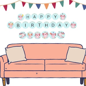Printable Axolotl Happy Birthday Banner | Axolotl Party | Axolotl Birthday | Digital