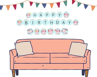 Printable Axolotl Happy Birthday Banner: Party Decor (PDF)