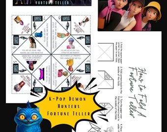 Cacciatori di demoni K-Pop, cartomante stampabile / Gioco digitale acchiappa-pidocchi / Bomboniera per feste per bambini / Download immediato in PDF / Dolcetto di Halloween