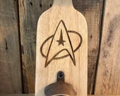 Star Trek Bottle Opener: Engraved Metal, Pre-Drilled for Hanging
