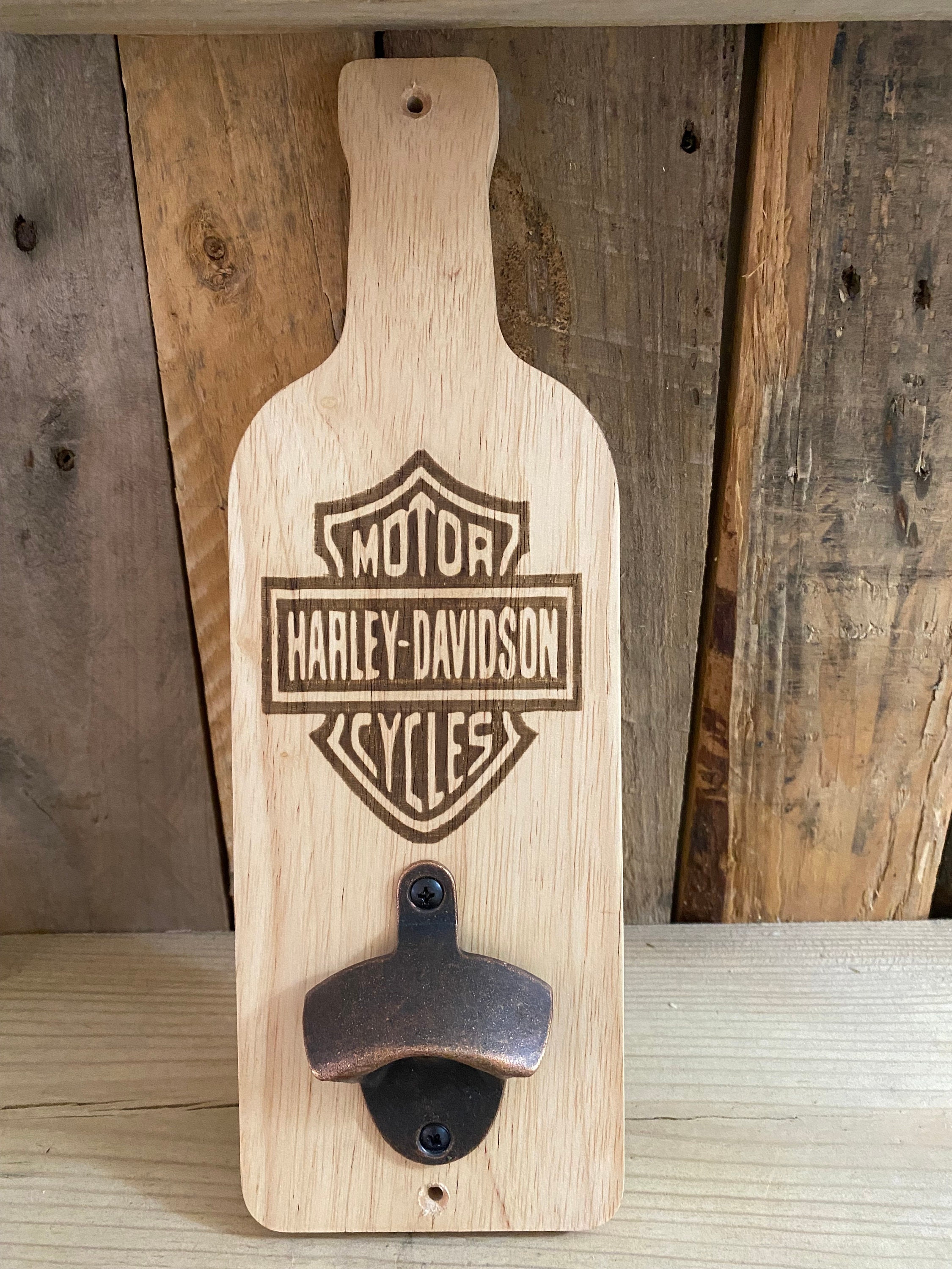 Ouvre-bouteille harley davidson logo, détails gravés