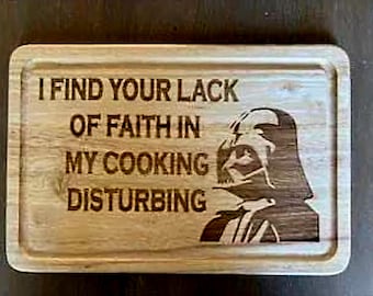 Star Wars Darth Vader Chopping Board. Solid Wood, Awesome Engraving. Made By Ourselves In West Yorkshire. Unique Design. Stunning Piece.