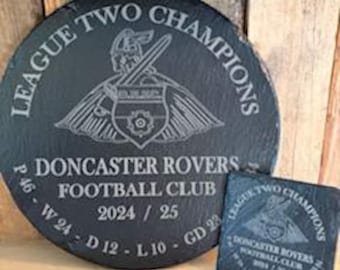 Doncaster Rovers Slate Plaque and Coaster Set: Champions Design