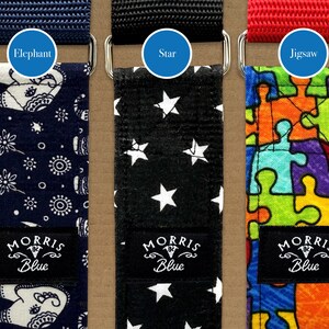 Martingale Collar. 38 mm Patterned cotton with polypropylene webbing and metal D ring, Dog Collars