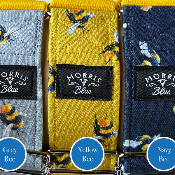 Martingale Bee Patterned  House Collar. 38 mm Patterned cotton with polypropylene webbing and metal D ring, Dog Collars