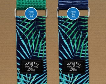 Martingale Fern Patterned Collar. 38 mm Patterned cotton with polypropylene webbing and metal D ring, Dog Collars