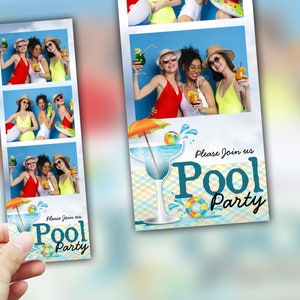 2x6 Summer pool party photo booth template photo booth stripe