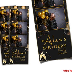 2x6 Birthday Photo booth Template, Birthday Photobooth Template, Photo booth overlay, Photobooth templates, 2x6 strip,