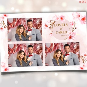 Floral Wedding Photo Booth Template: Peach, Blush, Pink (Digital Files)