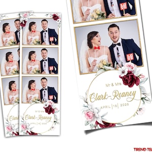 2x6 Hochzeit Photobooth Template, Hochzeit Photobooth Template, rote Rose, Floral, Sweet 16, Geburtstagspostkarte Photobooth Strip.