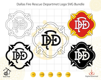 Pacchetto di file SVG con il logo dei vigili del fuoco di Dallas / File di taglio per il dipartimento dei vigili del fuoco (download digitale)